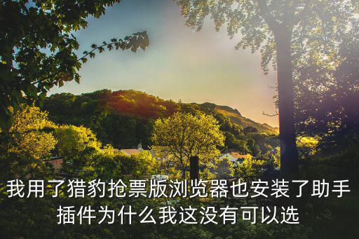 搶票瀏覽器，我用了獵豹搶票版瀏覽器也安裝了助手插件為什么我這沒(méi)有可以選