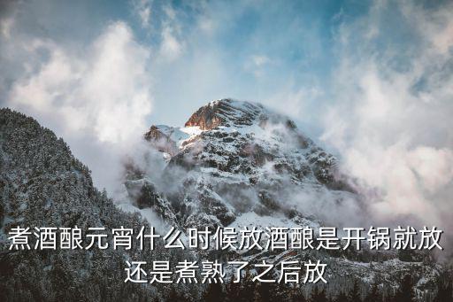 酒釀元宵，煮酒釀元宵什么時候放酒釀是開鍋就放還是煮熟了之后放
