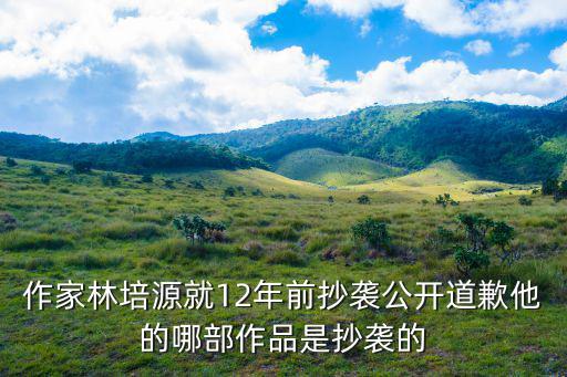 作家林培源就12年前抄襲公開道歉他的哪部作品是抄襲的