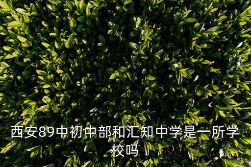 西安89中初中部和匯知中學是一所學校嗎