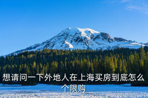 想請問一下外地人在上海買房到底怎么個限購