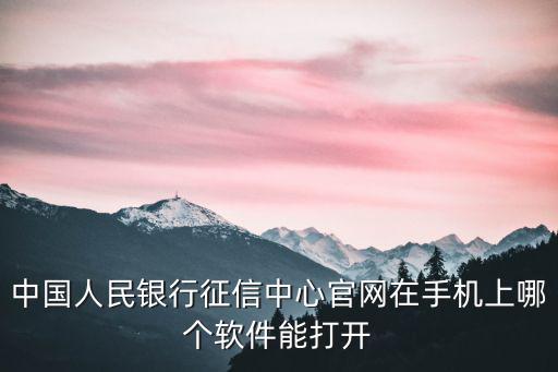 中國人民銀行征信中心官網在手機上哪個軟件能打開