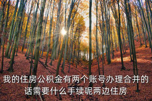 公積金雙邊，我的住房公積金有兩個賬號辦理合并的話需要什么手續(xù)呢兩邊住房