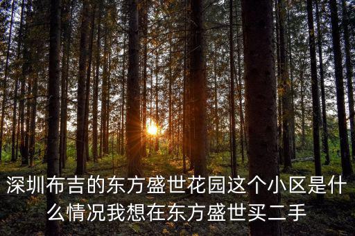 東方盛世，深圳布吉的東方盛世花園這個小區是什么情況我想在東方盛世買二手