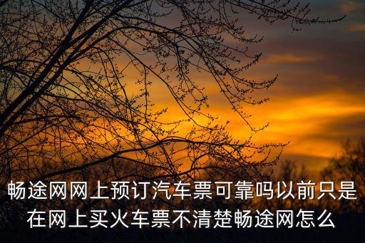 暢途網網上預訂汽車票可靠嗎以前只是在網上買火車票不清楚暢途網怎么