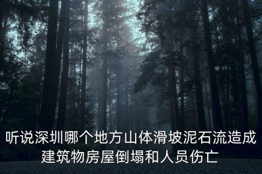 聽說深圳哪個地方山體滑坡泥石流造成建筑物房屋倒塌和人員傷亡