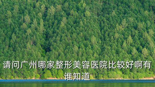 請問廣州哪家整形美容醫院比較好啊有誰知道