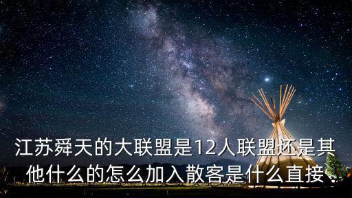 江蘇舜天的大聯(lián)盟是12人聯(lián)盟還是其他什么的怎么加入散客是什么直接
