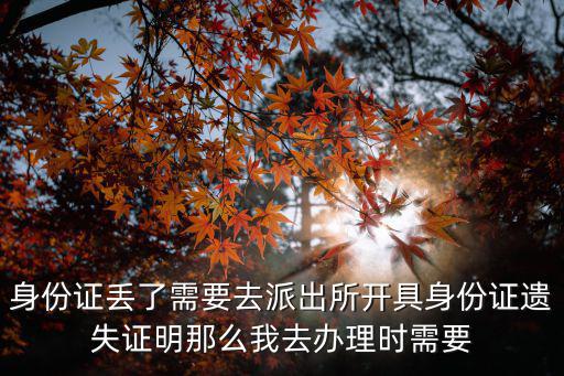 身份證丟了需要去派出所開具身份證遺失證明那么我去辦理時需要