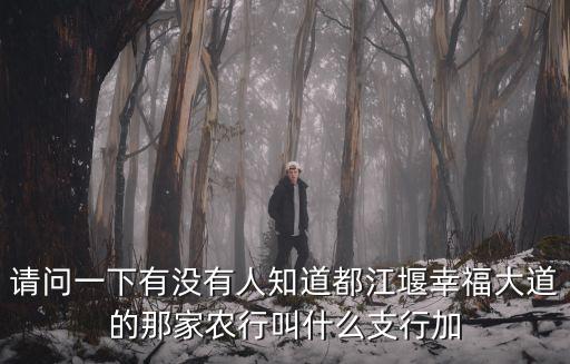 請問一下有沒有人知道都江堰幸福大道的那家農行叫什么支行加