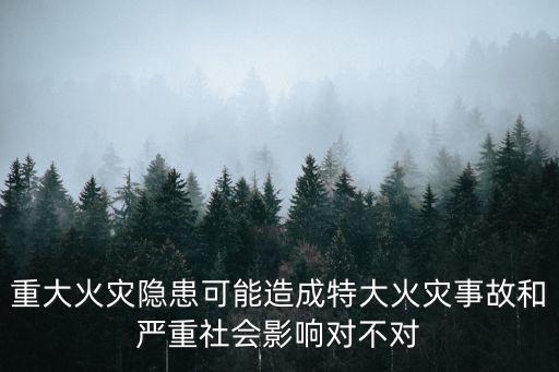 重大火災隱患可能造成特大火災事故和嚴重社會影響對不對