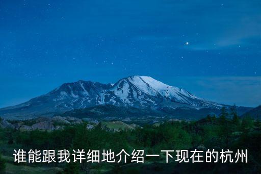 誰能跟我詳細地介紹一下現在的杭州