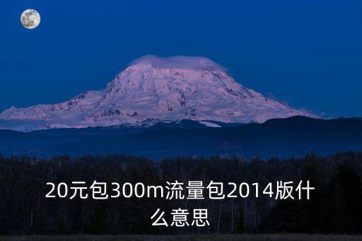 20元包300m流量包2014版什么意思