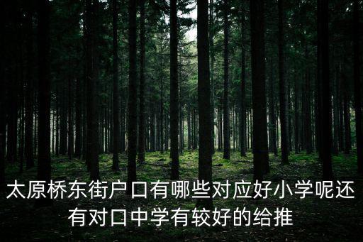 太原橋東街戶口有哪些對應好小學呢還有對口中學有較好的給推