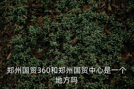 鄭州國貿(mào)360和鄭州國貿(mào)中心是一個地方嗎