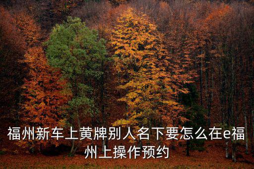 福州新車上黃牌別人名下要怎么在e福州上操作預約