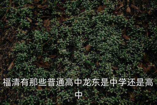 福清有那些普通高中龍東是中學還是高中