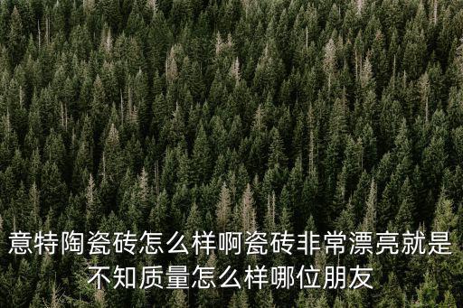 意特陶瓷磚怎么樣啊瓷磚非常漂亮就是不知質(zhì)量怎么樣哪位朋友