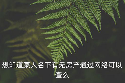 想知道某人名下有無房產通過網絡可以查么