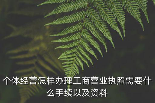 個體經營怎樣辦理工商營業執照需要什么手續以及資料