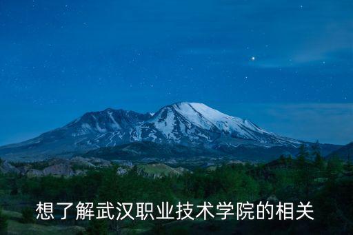 武漢職業學院，想了解武漢職業技術學院的相關
