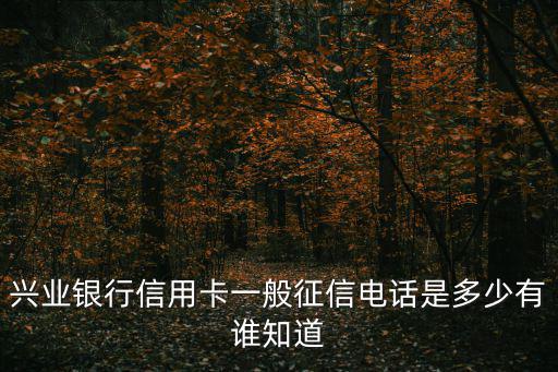 興業銀行信用卡一般征信電話是多少有誰知道