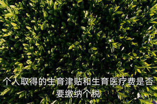 個(gè)人取得的生育津貼和生育醫(yī)療費(fèi)是否要繳納個(gè)稅