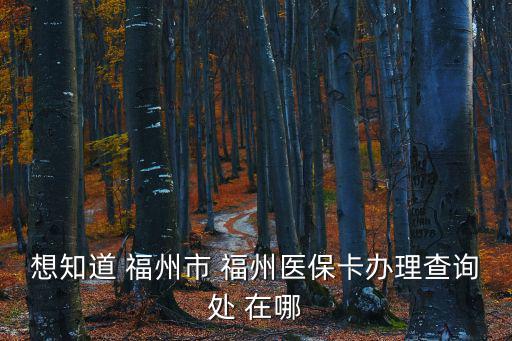 想知道 福州市 福州醫保卡辦理查詢處 在哪