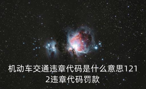 機(jī)動(dòng)車交通違章代碼是什么意思1212違章代碼罰款
