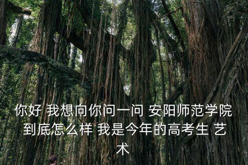 你好 我想向你問一問 安陽師范學院 到底怎么樣 我是今年的高考生 藝術