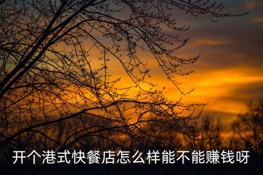 開個港式快餐店怎么樣能不能賺錢呀