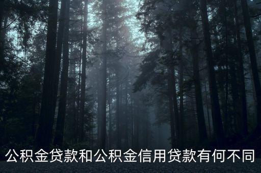 公積金貸款和公積金信用貸款有何不同