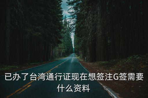 已辦了臺灣通行證現(xiàn)在想簽注G簽需要什么資料