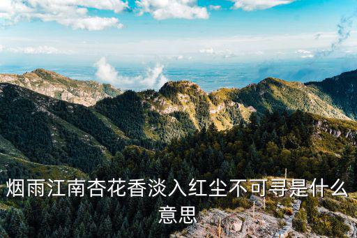 煙雨江南杏花香淡入紅塵不可尋是什么意思
