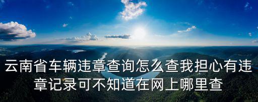 查詢車輛違章，云南省車輛違章查詢怎么查我擔心有違章記錄可不知道在網上哪里查