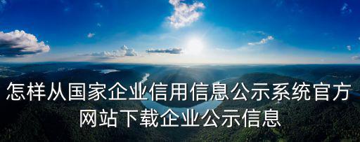 怎樣從國(guó)家企業(yè)信用信息公示系統(tǒng)官方網(wǎng)站下載企業(yè)公示信息