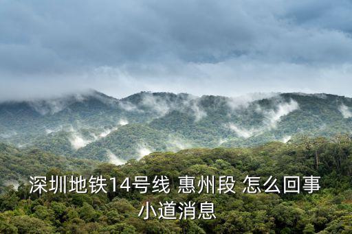深圳地鐵14號(hào)線 惠州段 怎么回事 小道消息
