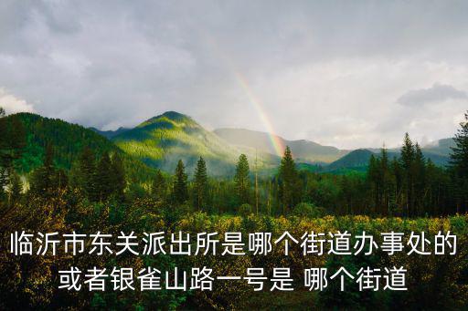 臨沂市東關派出所是哪個街道辦事處的或者銀雀山路一號是 哪個街道