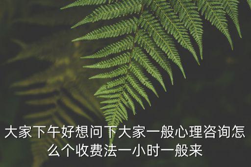 大家下午好想問下大家一般心理咨詢怎么個收費法一小時一般來
