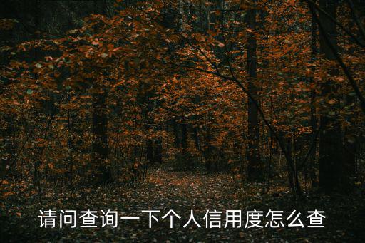 查個人信用，請問查詢一下個人信用度怎么查