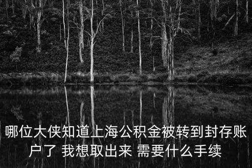 哪位大俠知道上海公積金被轉到封存賬戶了 我想取出來 需要什么手續