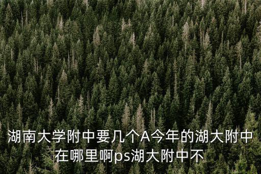 湖南大學附中要幾個A今年的湖大附中在哪里啊ps湖大附中不