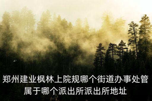 建業楓林上院，鄭州建業楓林上院規哪個街道辦事處管屬于哪個派出所派出所地址