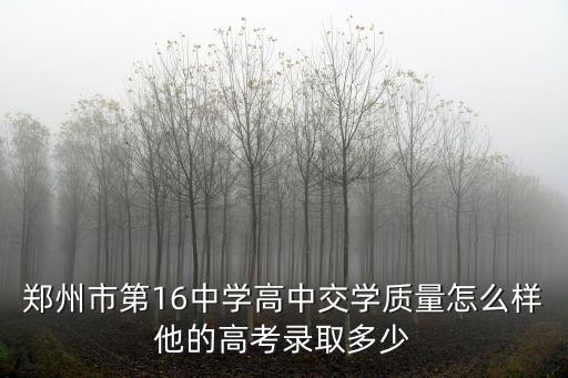 鄭州十六中，鄭州十六中怎么樣