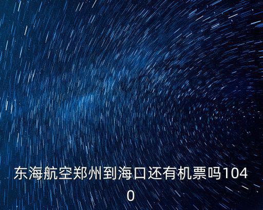 東海航空鄭州到海口還有機票嗎1040