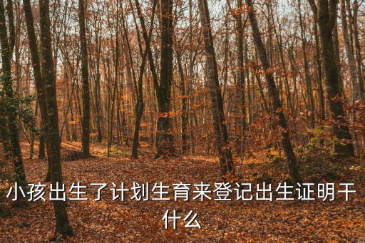 小孩出生了計劃生育來登記出生證明干什么