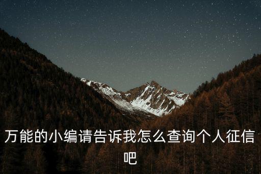 個人信用報告自助查詢，萬能的小編請告訴我怎么查詢個人征信吧