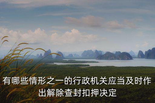 有哪些情形之一的行政機關應當及時作出解除查封扣押決定