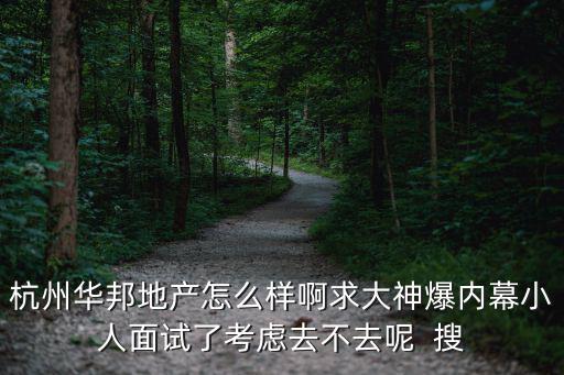 杭州華邦地產怎么樣啊求大神爆內幕小人面試了考慮去不去呢  搜