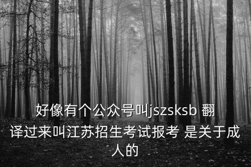 好像有個公眾號叫jszsksb 翻譯過來叫江蘇招生考試報考 是關于成人的